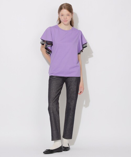CB CRESTBRIDGE(シービークレストブリッジ)の「シアーレイヤーラッフルスリーブトップス(Tシャツ/カットソー・レディース・ブラック/パープル系その他4/オフホワイト/ネイビー・M)」の15枚目の写真