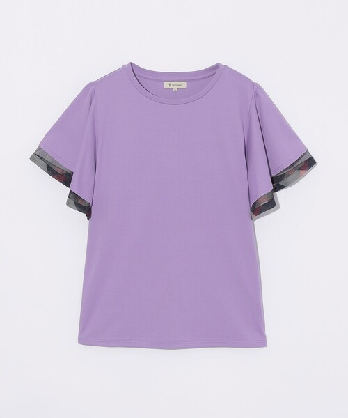 CB CRESTBRIDGE(シービークレストブリッジ)の「シアーレイヤーラッフルスリーブトップス(Tシャツ/カットソー・レディース・ブラック/パープル系その他4/オフホワイト/ネイビー・M)」の8枚目の写真