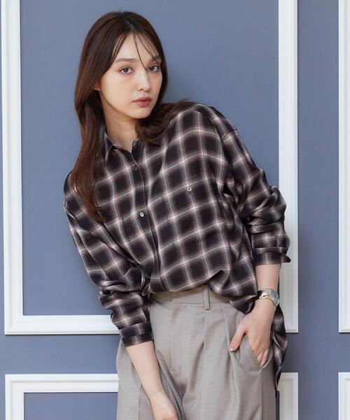 DRESSTERIOR(ドレステリア)の「【ウォッシャブル】ビエラオンブレチェックシャツ(シャツ/ブラウス・レディース・ワイン系1/チャコールグレー・36/38)」の12枚目の写真