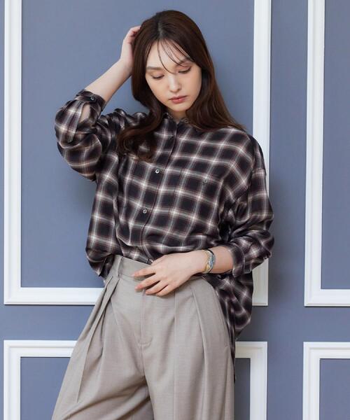 DRESSTERIOR(ドレステリア)の「【ウォッシャブル】ビエラオンブレチェックシャツ(シャツ/ブラウス・レディース・ワイン系1/チャコールグレー・36/38)」の14枚目の写真