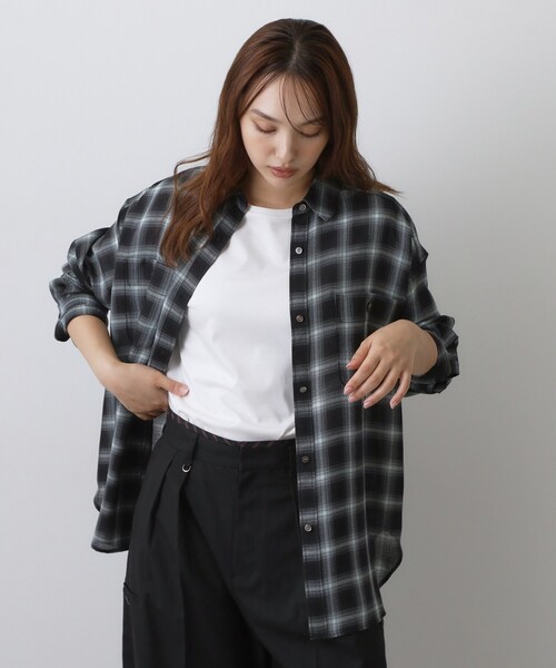 DRESSTERIOR(ドレステリア)の「【ウォッシャブル】ビエラオンブレチェックシャツ(シャツ/ブラウス・レディース・ワイン系1/チャコールグレー・36/38)」の18枚目の写真