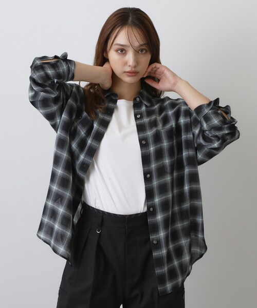 DRESSTERIOR(ドレステリア)の「【ウォッシャブル】ビエラオンブレチェックシャツ(シャツ/ブラウス・レディース・ワイン系1/チャコールグレー・36/38)」の19枚目の写真
