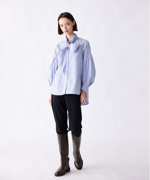 Marilyn Moon(マリリンムーン)の「stripe embroidery tie blouse(シャツ/ブラウス・レディース・ブルー/ダークグレー/ライトグレー・FREE)」の8枚目の写真
