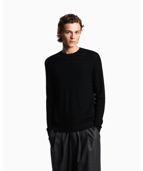 EMPORIO ARMANI(エンポリオアルマーニ)の「【エンポリオ アルマーニ】セーター バージンウール エンボスジャカードパターン(ニット/セーター・メンズ・ブラック系1/ブラウン系/ネイビー系・LARGE/MEDIUM/SMALL/X-LARGE/X-SMALL)」の2枚目の写真