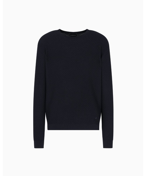 EMPORIO ARMANI(エンポリオアルマーニ)の「【エンポリオ アルマーニ】セーター バージンウール エンボスジャカードパターン(ニット/セーター・メンズ・ブラック系1/ブラウン系/ネイビー系・LARGE/MEDIUM/SMALL/X-LARGE/X-SMALL)」の4枚目の写真