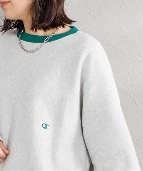 Champion（チャンピオン）の「【WEB先行予約】[Champion/チャンピオン] 別注 スリーアイコン ロゴ刺繍スウェット（スウェット・レディース・ブラウン/ネイビー/ブラック/チャコール/オートミール/グレー・S/L/M）」の16枚目の写真