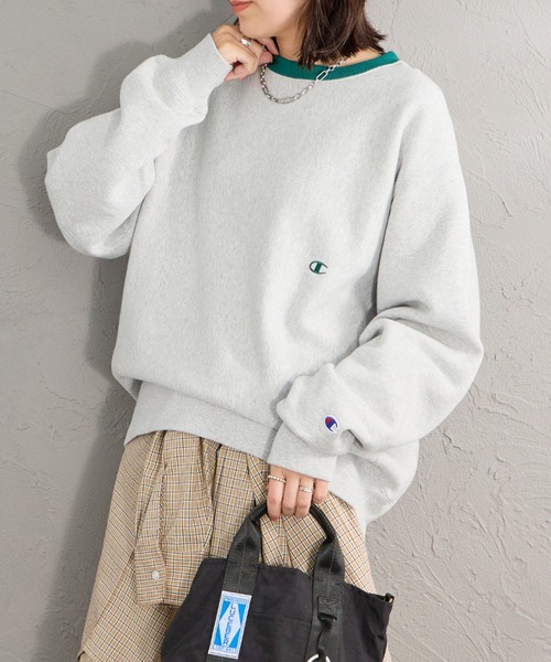 Champion（チャンピオン）の「[Champion/チャンピオン] 別注 スリーアイコン ロゴ刺繍スウェット（スウェット・レディース・ブラウン/ネイビー/ブラック/チャコール/オートミール/グレー・S/L/M）」の21枚目の写真
