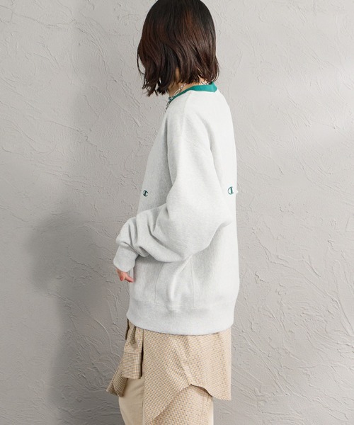 Champion（チャンピオン）の「【WEB先行予約】[Champion/チャンピオン] 別注 スリーアイコン ロゴ刺繍スウェット（スウェット・レディース・ブラウン/ネイビー/ブラック/チャコール/オートミール/グレー・S/L/M）」の14枚目の写真