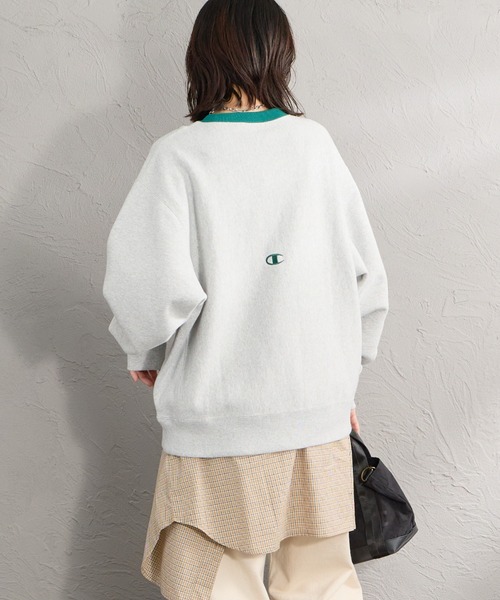 Champion（チャンピオン）の「【WEB先行予約】[Champion/チャンピオン] 別注 スリーアイコン ロゴ刺繍スウェット（スウェット・レディース・ブラウン/ネイビー/ブラック/チャコール/オートミール/グレー・S/L/M）」の15枚目の写真