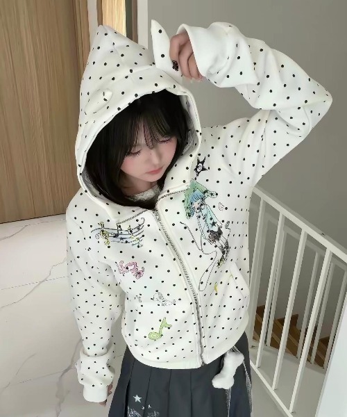 GEMEDA(ジェメダ)の「可愛い耳デザインフード付きジップパーカー(パーカー・レディース・ネイビー・M)」の12枚目の写真