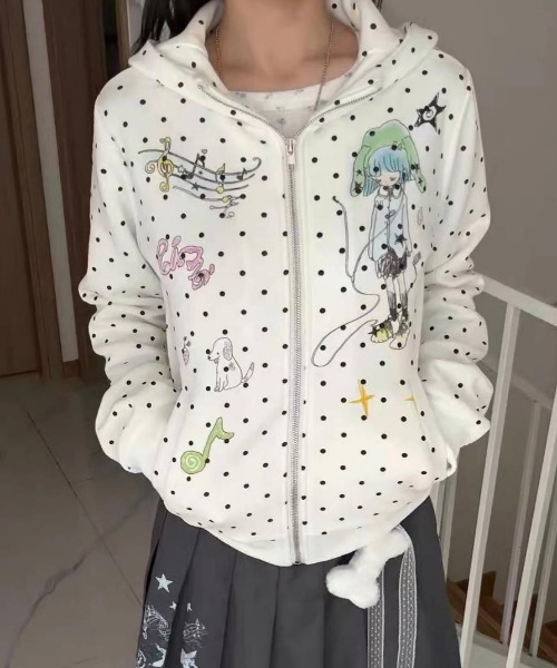 GEMEDA(ジェメダ)の「可愛い耳デザインフード付きジップパーカー(パーカー・レディース・ネイビー・M)」の13枚目の写真