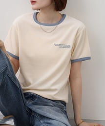 微光沢パイル リンガーTシャツ 半袖