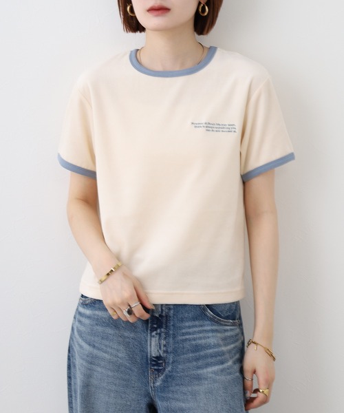 FUNALIVE(ファンアライブ)の「微光沢パイル リンガーTシャツ 半袖(Tシャツ/カットソー・レディース・ベージュ・FREE)」の10枚目の写真
