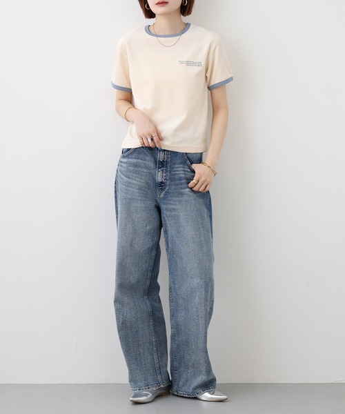 FUNALIVE(ファンアライブ)の「微光沢パイル リンガーTシャツ 半袖(Tシャツ/カットソー・レディース・ベージュ・FREE)」の8枚目の写真