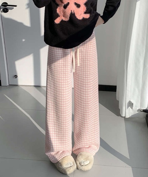 Ressaca(レサーカ)の「裏フリース千鳥チェック柄パンツ(その他パンツ・レディース・ブラウン/ブラック/ブルー/ピンク・L/M)」の4枚目の写真