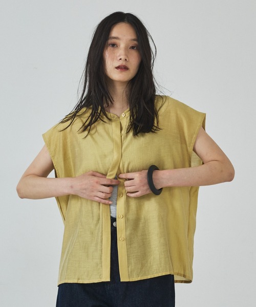 abahouse mavie（アバハウスマヴィ）の「【セットアップ対応】リネンライクシアーノースリーブシャツ（シャツ/ブラウス・レディース・マスタード/ブラック/アイボリー・フリー）」の9枚目の写真