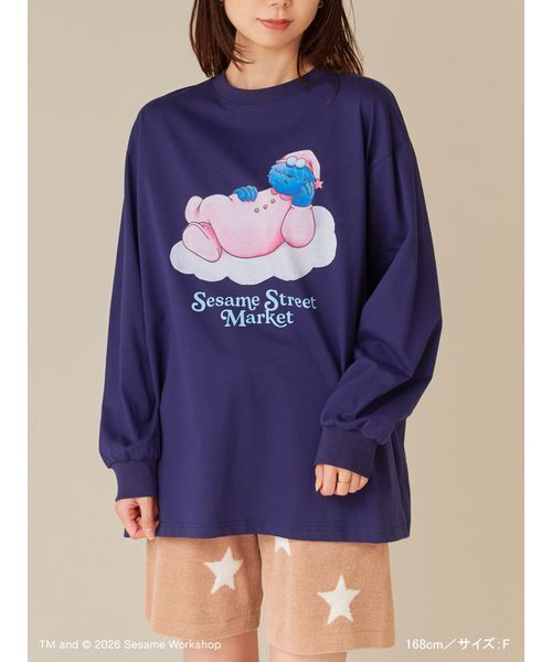 SESAME STREET(セサミストリート)の「プリントロングTシャツ(SLEEPY DAYS)(Tシャツ/カットソー・レディース・ピンク/ネイビー・F)」の3枚目の写真