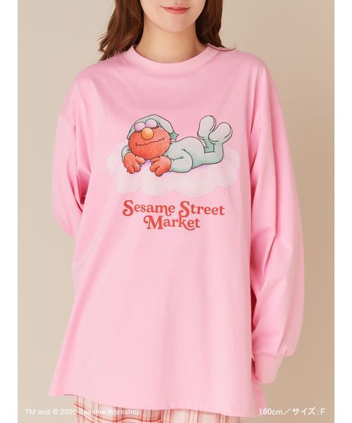SESAME STREET(セサミストリート)の「プリントロングTシャツ(SLEEPY DAYS)(Tシャツ/カットソー・レディース・ピンク/ネイビー・F)」の5枚目の写真