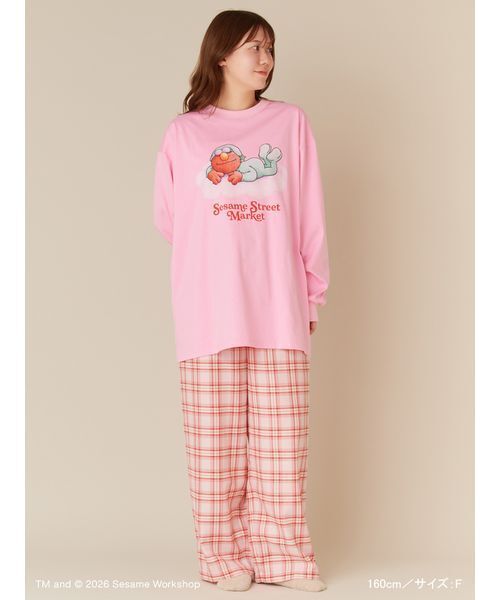 SESAME STREET(セサミストリート)の「プリントロングTシャツ(SLEEPY DAYS)(Tシャツ/カットソー・レディース・ピンク/ネイビー・F)」の6枚目の写真