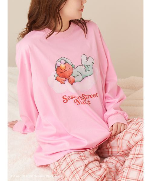SESAME STREET(セサミストリート)の「プリントロングTシャツ(SLEEPY DAYS)(Tシャツ/カットソー・レディース・ピンク/ネイビー・F)」の9枚目の写真