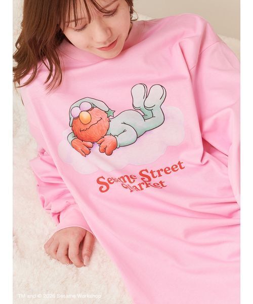 SESAME STREET(セサミストリート)の「プリントロングTシャツ(SLEEPY DAYS)(Tシャツ/カットソー・レディース・ピンク/ネイビー・F)」の10枚目の写真