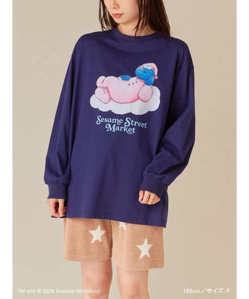 SESAME STREET(セサミストリート)の「プリントロングTシャツ(SLEEPY DAYS)(Tシャツ/カットソー・レディース・ピンク/ネイビー・F)」の4枚目の写真