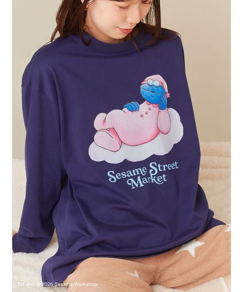 SESAME STREET(セサミストリート)の「プリントロングTシャツ(SLEEPY DAYS)(Tシャツ/カットソー・レディース・ピンク/ネイビー・F)」の2枚目の写真