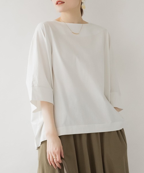 ElegChic(エレグシック)の「ボートネック7分袖ドルマンTシャツ(Tシャツ/カットソー・レディース・ブラック/チャコールグレー/グレイッシュベージュ/オフホワイト・M/XL/4L)」の14枚目の写真