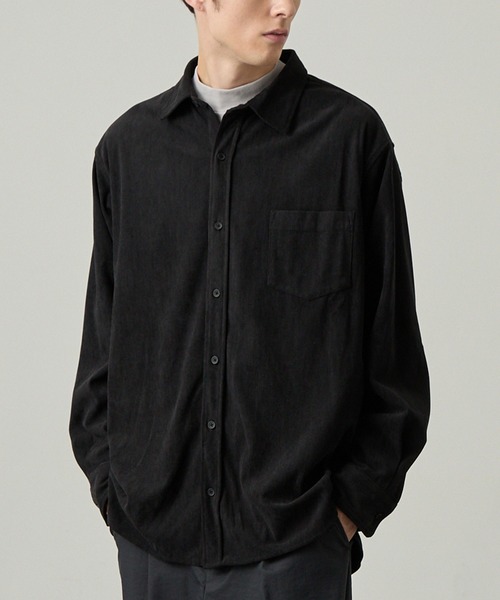 EASENCE(イーズエンス)の「【EASENCE】テックコール コーデュロイ リラックスフィット レギュラーカラー長袖シャツ / 保温・UVカット・イージーケア(シャツ/ブラウス・メンズ・ブラウン/グレイッシュベージュ/チャコール/ブラック・S/XL/L/M)」の1枚目の写真