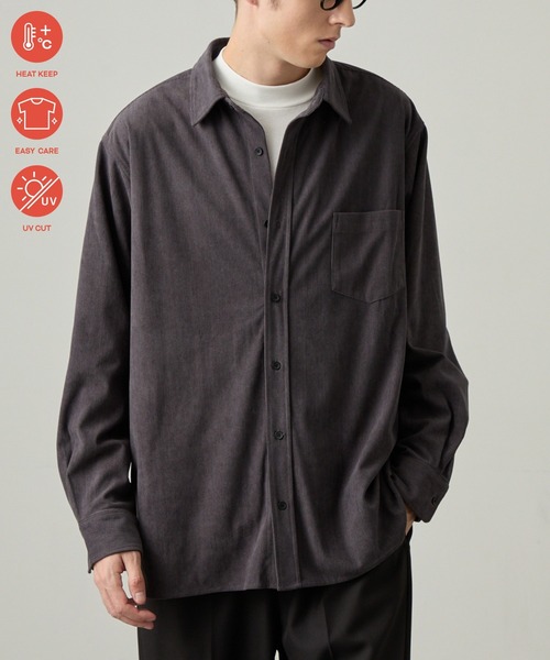 EASENCE(イーズエンス)の「【EASENCE】テックコール コーデュロイ リラックスフィット レギュラーカラー長袖シャツ / 保温・UVカット・イージーケア(シャツ/ブラウス・メンズ・ブラウン/グレイッシュベージュ/チャコール/ブラック・S/XL/L/M)」の14枚目の写真