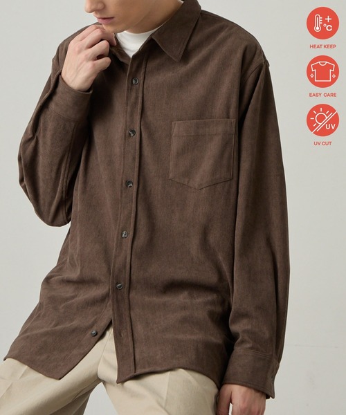 EASENCE(イーズエンス)の「【EASENCE】テックコール コーデュロイ リラックスフィット レギュラーカラー長袖シャツ / 保温・UVカット・イージーケア(シャツ/ブラウス・メンズ・ブラウン/グレイッシュベージュ/チャコール/ブラック・S/XL/L/M)」の21枚目の写真