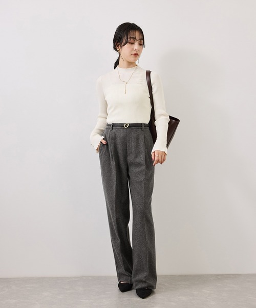 VIS(ビス)の「尾州ウールワイドストレートパンツ/静電気防止・セットアップ対応(その他パンツ・レディース・ブラック/チャコールグレー・SS/S/M)」の12枚目の写真