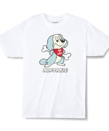 Moftique（モフティック） エントリーモデル 半袖Tシャツ アニマル ポップドッグイラスト 犬 インクジェットプリント 褪せ感 4.0オンス 薄手 トップス カットソー 夏 カジュアル レディース ユニセックス