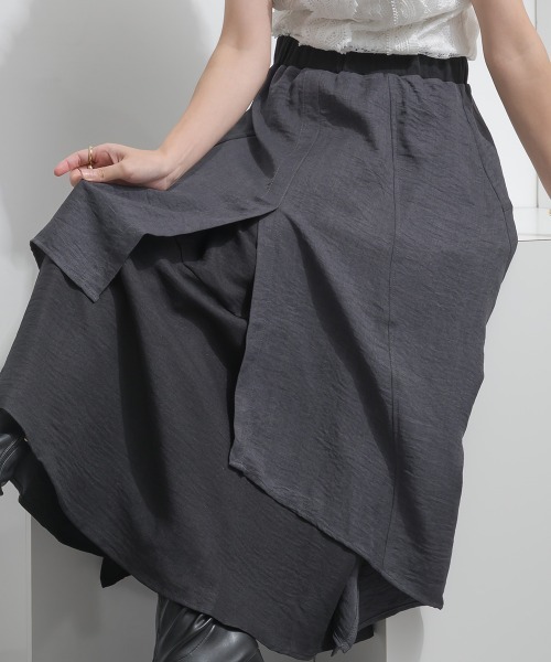 Material(Avenue)(マテリアル)の「【Material】ワッシャースラブ 濃淡配色 レイヤードドラップ イージー ロング スカート(スカート・レディース・ブラウン/チャコール/インディゴブルー・FREE)」の18枚目の写真