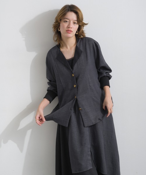 Material(Avenue)(マテリアル)の「【Material】ワッシャースラブ 濃淡配色 レイヤードドラップ イージー ロング スカート(スカート・レディース・ブラウン/チャコール/インディゴブルー・FREE)」の20枚目の写真