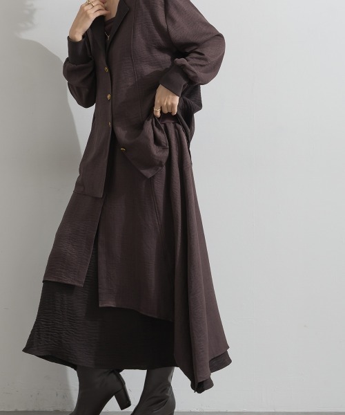 Material(Avenue)(マテリアル)の「【Material】ワッシャースラブ 濃淡配色 レイヤードドラップ イージー ロング スカート(スカート・レディース・ブラウン/チャコール/インディゴブルー・FREE)」の21枚目の写真
