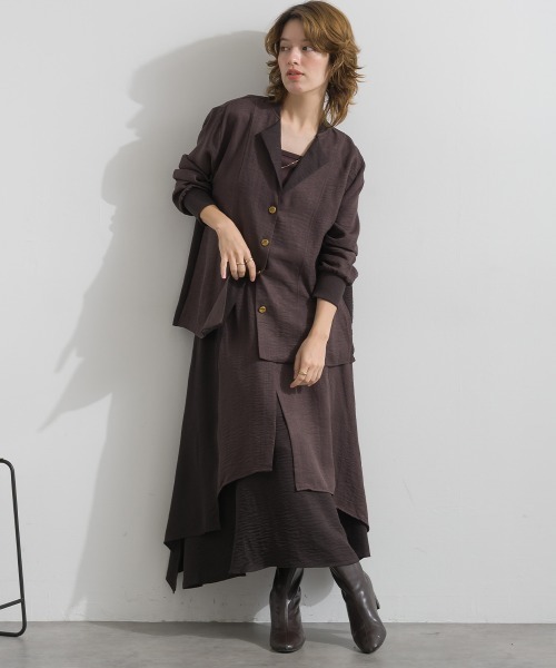 Material(Avenue)(マテリアル)の「【Material】ワッシャースラブ 濃淡配色 レイヤードドラップ イージー ロング スカート(スカート・レディース・ブラウン/チャコール/インディゴブルー・FREE)」の22枚目の写真