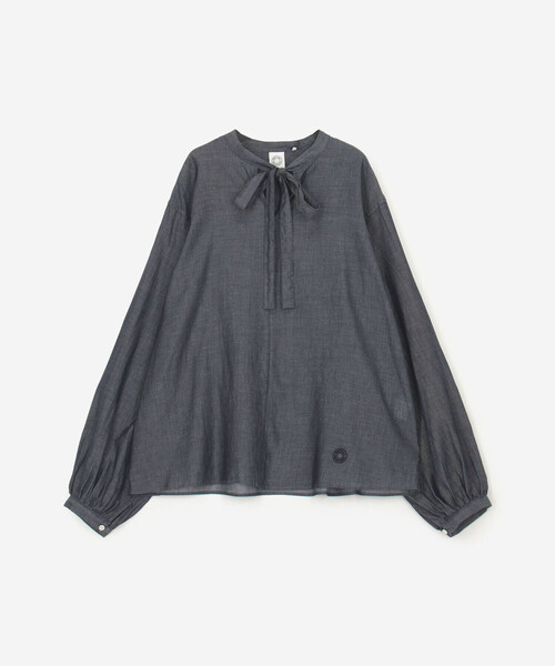 ORCIVAL(オーシバル)の「ORCIVAL | デニムローン リボンタイブラウス WOMEN(シャツ/ブラウス・レディース・ダークインディゴブルー・1)」の2枚目の写真