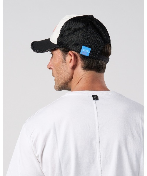 wjk(ダヴルジェイケイ)の「2-heart patch cut-off mesh cap(キャップ・メンズ・ブラック×ピンク/ホワイト×レッド/ホワイト×ピンク・FREE)」の7枚目の写真
