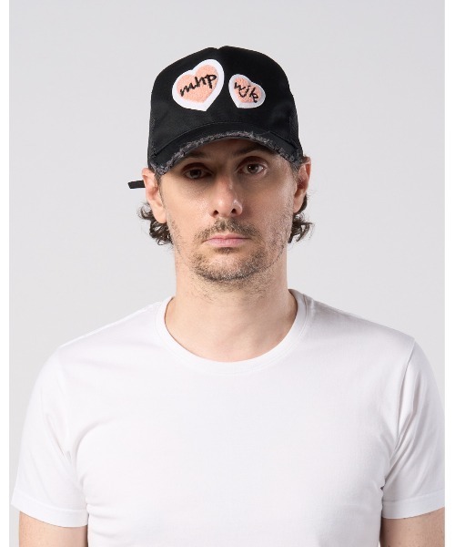 wjk(ダヴルジェイケイ)の「2-heart patch cut-off mesh cap(キャップ・メンズ・ブラック×ピンク/ホワイト×レッド/ホワイト×ピンク・FREE)」の13枚目の写真