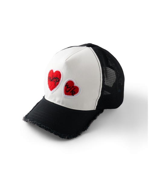 wjk(ダヴルジェイケイ)の「2-heart patch cut-off mesh cap(キャップ・メンズ・ブラック×ピンク/ホワイト×レッド/ホワイト×ピンク・FREE)」の8枚目の写真