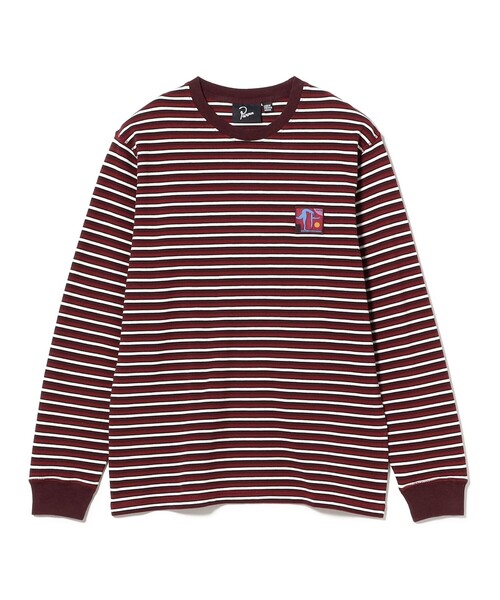 By Parra(バイパラ)の「by parra / Tripped stripes pique long sleeve t-shirt(Tシャツ/カットソー・メンズ・ワイン・XL/L/M)」の2枚目の写真
