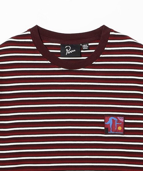 By Parra(バイパラ)の「by parra / Tripped stripes pique long sleeve t-shirt(Tシャツ/カットソー・メンズ・ワイン・XL/L/M)」の3枚目の写真