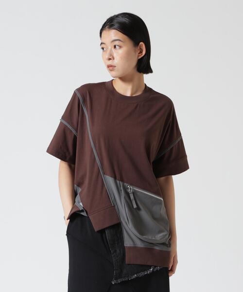 AULA AILA(アウラアイラ)の「AULA AILA(アウラ アイラ)別注ポケットコンビネーションTシャツ(Tシャツ/カットソー・レディース・ネイビー/ブラウン/ブラック・F)」の1枚目の写真