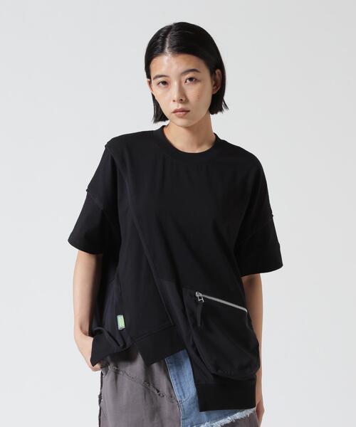 AULA AILA(アウラアイラ)の「AULA AILA(アウラ アイラ)別注ポケットコンビネーションTシャツ(Tシャツ/カットソー・レディース・ネイビー/ブラウン/ブラック・F)」の2枚目の写真