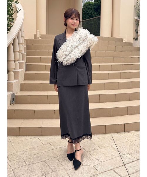 LAGUNAMOON(ラグナムーン)の「【20周年記念】LADYレーストリムキャミワンピース(ワンピース・レディース・ベージュ/チャコールグレー・SMALL/MEDIUM)」の15枚目の写真