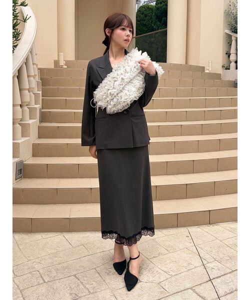 LAGUNAMOON(ラグナムーン)の「【20周年記念】LADYレーストリムキャミワンピース(ワンピース・レディース・ベージュ/チャコールグレー・SMALL/MEDIUM)」の16枚目の写真