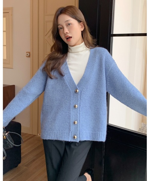 BIRTHDAY BASH(バースデイバッシュ)の「METAL BUTTON CARDIGAN(メタルボタンニットカーディガン)(カーディガン/ボレロ・レディース・パープル/ブルー・FREE)」の20枚目の写真