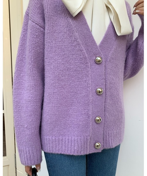 BIRTHDAY BASH(バースデイバッシュ)の「METAL BUTTON CARDIGAN(メタルボタンニットカーディガン)(カーディガン/ボレロ・レディース・パープル/ブルー・FREE)」の15枚目の写真