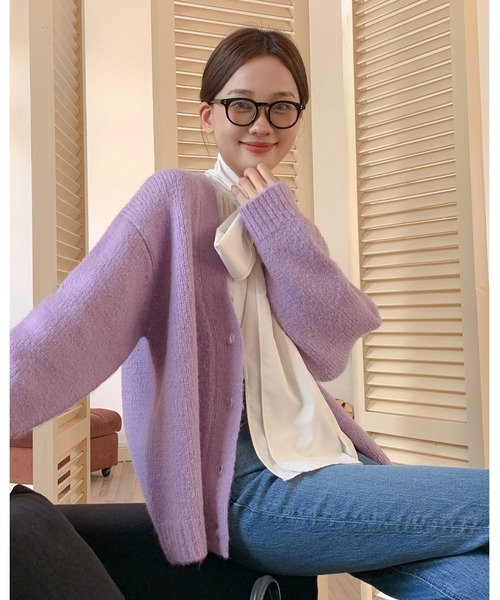BIRTHDAY BASH(バースデイバッシュ)の「METAL BUTTON CARDIGAN(メタルボタンニットカーディガン)(カーディガン/ボレロ・レディース・パープル/ブルー・FREE)」の13枚目の写真